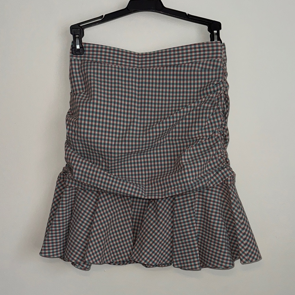 Veronica Beard Gingham Rushed Skirt